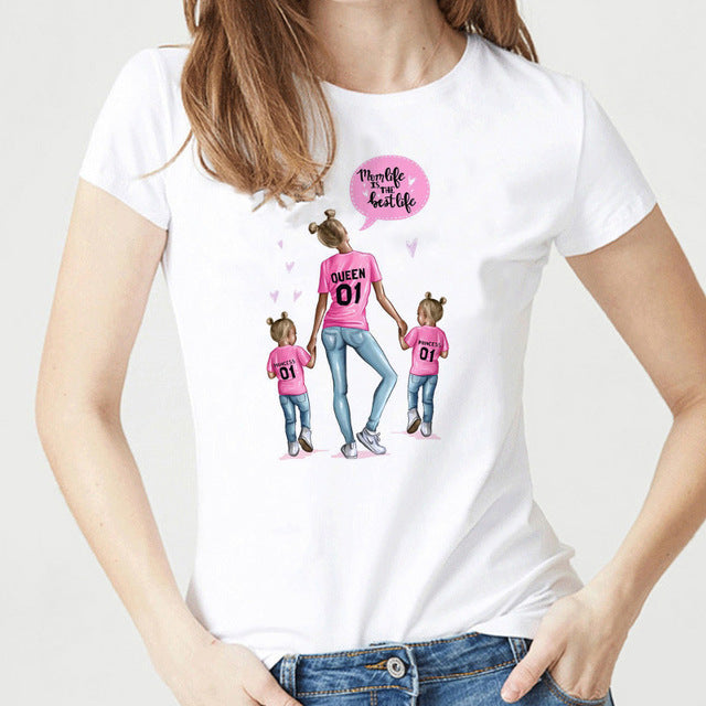 Super Mama T-shirts for Women Mother's Love Print White T-shirt Tee Shirt Femme Cotton Vogue T Shirt Tops Streetwear Clothes