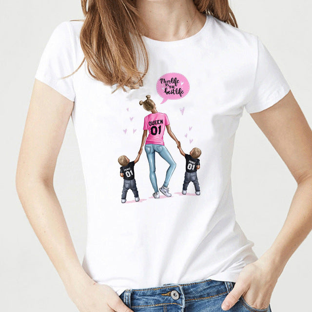 Super Mama T-shirts for Women Mother's Love Print White T-shirt Tee Shirt Femme Cotton Vogue T Shirt Tops Streetwear Clothes