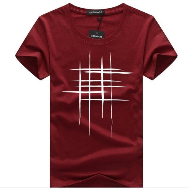 SWENEARO Men's T-Shirts Summer Short Sleeve t shirt men Simple creative design line cross Print cotton Brand shirts Men Top Tees