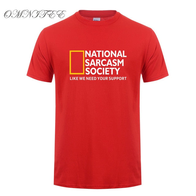 Omnitee Funny National Sarcasm society T Shirt Tops Men Casual Cotton Short Sleeve Mans Cool Sarcasm T-shirt OZ-108