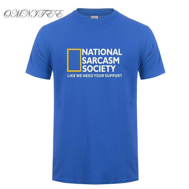 Omnitee Funny National Sarcasm society T Shirt Tops Men Casual Cotton Short Sleeve Mans Cool Sarcasm T-shirt OZ-108