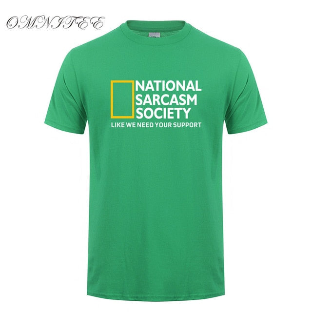 Omnitee Funny National Sarcasm society T Shirt Tops Men Casual Cotton Short Sleeve Mans Cool Sarcasm T-shirt OZ-108