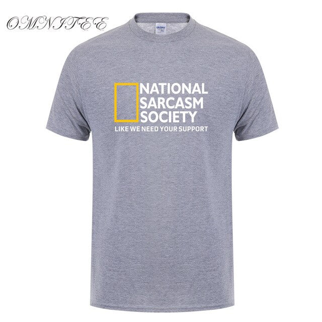 Omnitee Funny National Sarcasm society T Shirt Tops Men Casual Cotton Short Sleeve Mans Cool Sarcasm T-shirt OZ-108
