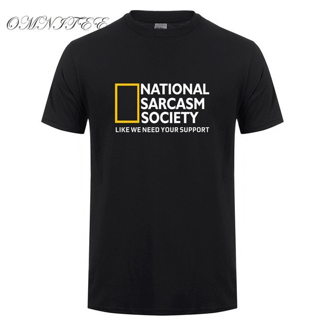 Omnitee Funny National Sarcasm society T Shirt Tops Men Casual Cotton Short Sleeve Mans Cool Sarcasm T-shirt OZ-108