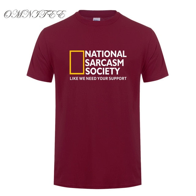 Omnitee Funny National Sarcasm society T Shirt Tops Men Casual Cotton Short Sleeve Mans Cool Sarcasm T-shirt OZ-108