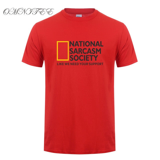 Omnitee Funny National Sarcasm society T Shirt Tops Men Casual Cotton Short Sleeve Mans Cool Sarcasm T-shirt OZ-108
