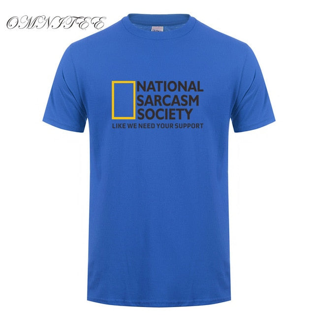 Omnitee Funny National Sarcasm society T Shirt Tops Men Casual Cotton Short Sleeve Mans Cool Sarcasm T-shirt OZ-108