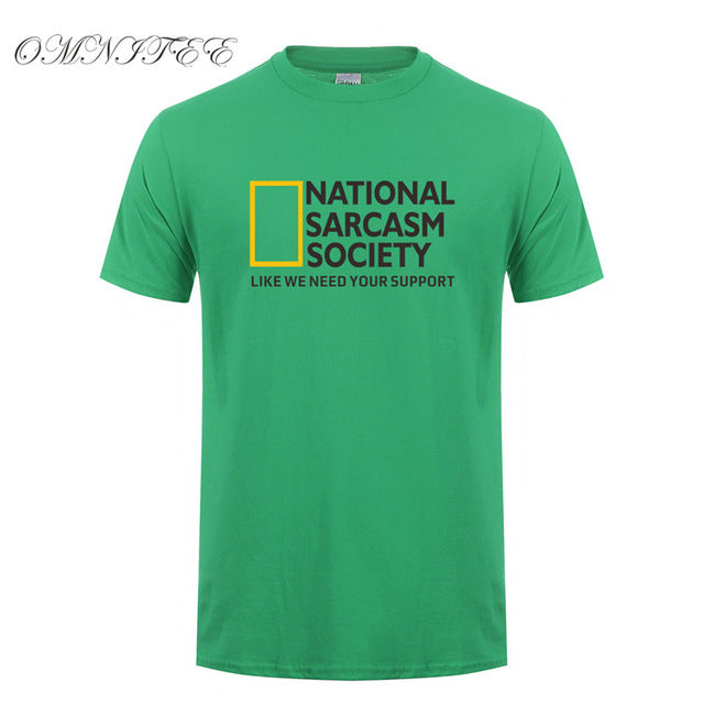 Omnitee Funny National Sarcasm society T Shirt Tops Men Casual Cotton Short Sleeve Mans Cool Sarcasm T-shirt OZ-108