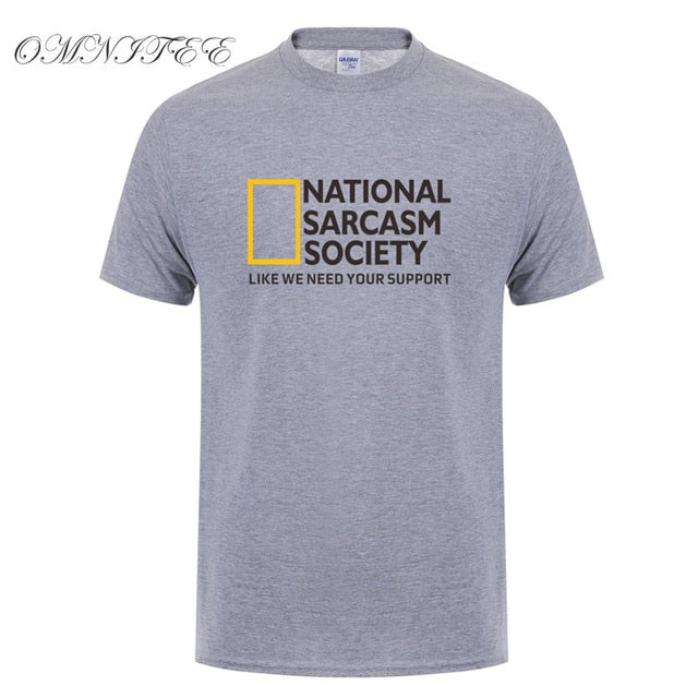 Omnitee Funny National Sarcasm society T Shirt Tops Men Casual Cotton Short Sleeve Mans Cool Sarcasm T-shirt OZ-108