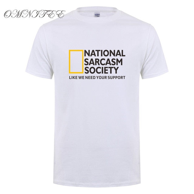 Omnitee Funny National Sarcasm society T Shirt Tops Men Casual Cotton Short Sleeve Mans Cool Sarcasm T-shirt OZ-108