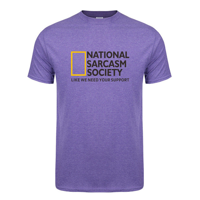 Omnitee Funny National Sarcasm society T Shirt Tops Men Casual Cotton Short Sleeve Mans Cool Sarcasm T-shirt OZ-108