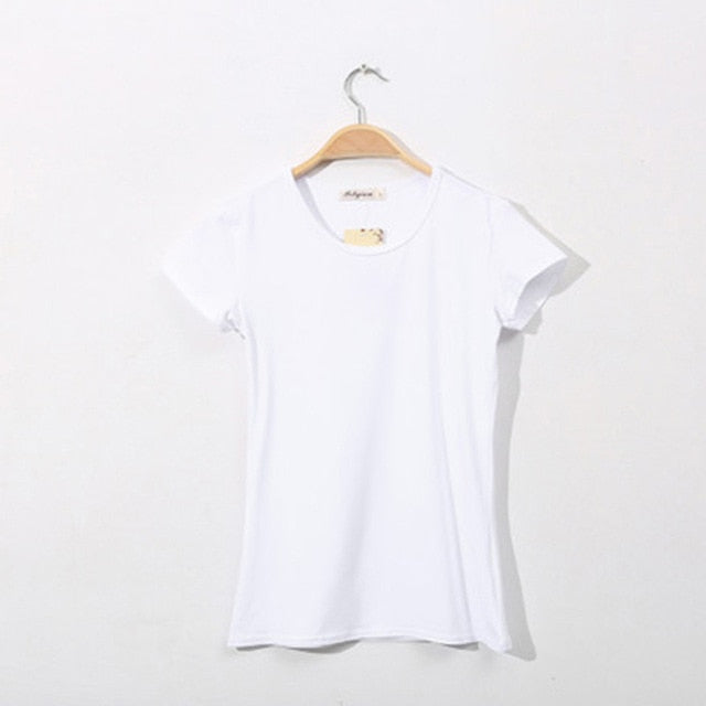 Basic T-Shirt Women Short Sleeve O-Neck Casual Camiseta Feminina Black White Summer Solid Color T Shirt Slim Tee Shirt