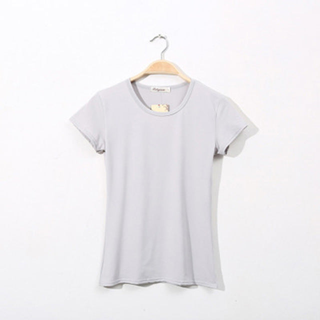 Basic T-Shirt Women Short Sleeve O-Neck Casual Camiseta Feminina Black White Summer Solid Color T Shirt Slim Tee Shirt