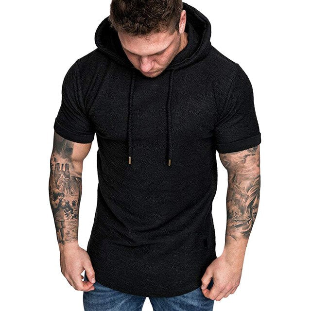 T Shirt Hoodie Slim Fit Casual Short Sleeve T Shirt Men 2019 Sport Summer Spring Large Size Casual Men's T-shirt Tops Tee 19APR2