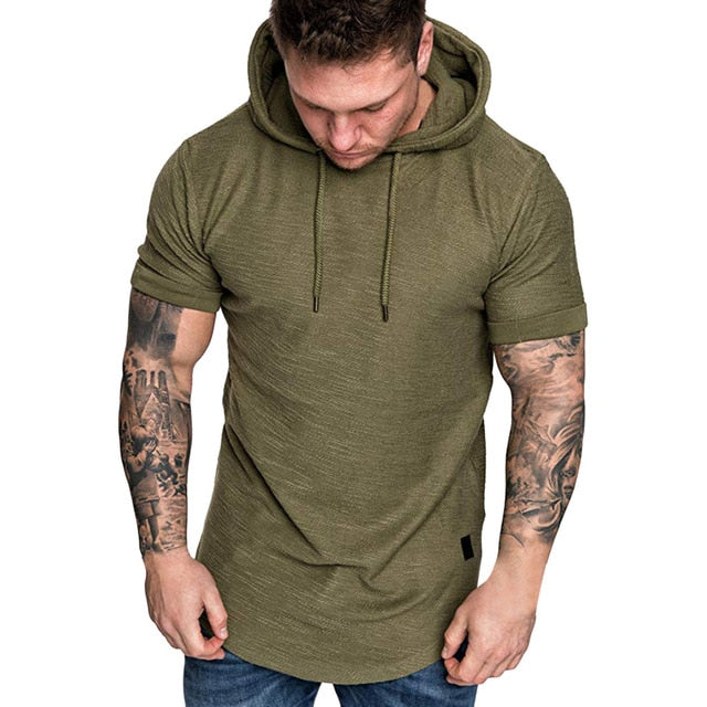 T Shirt Hoodie Slim Fit Casual Short Sleeve T Shirt Men 2019 Sport Summer Spring Large Size Casual Men's T-shirt Tops Tee 19APR2