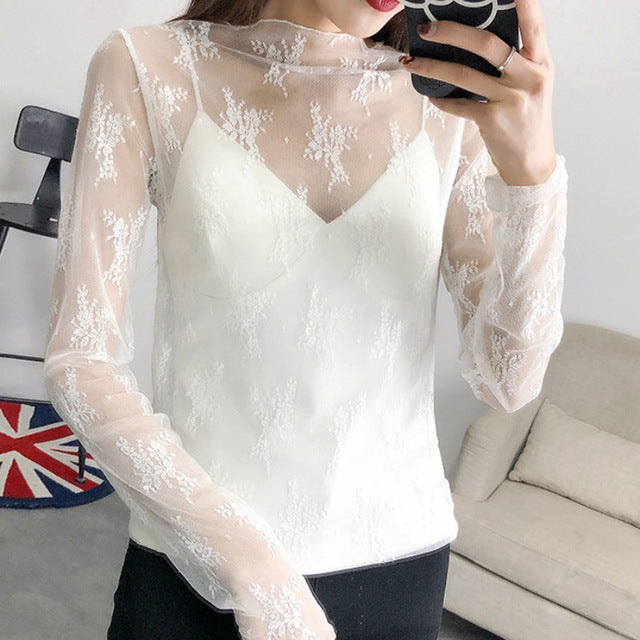 Ruoru Women Sexy Harajuku Mesh Tops Net See Through T Shirt Transparent Undershirt Star Base Top Camisas Femininas Clubwear