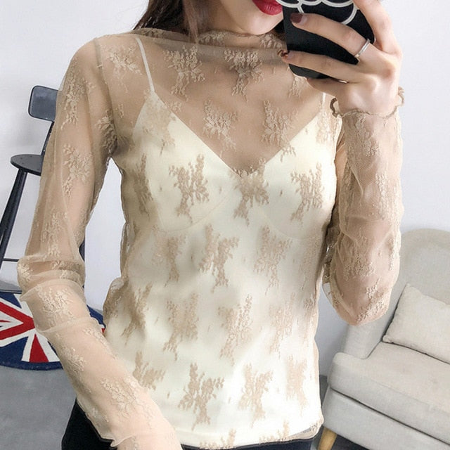Ruoru Women Sexy Harajuku Mesh Tops Net See Through T Shirt Transparent Undershirt Star Base Top Camisas Femininas Clubwear