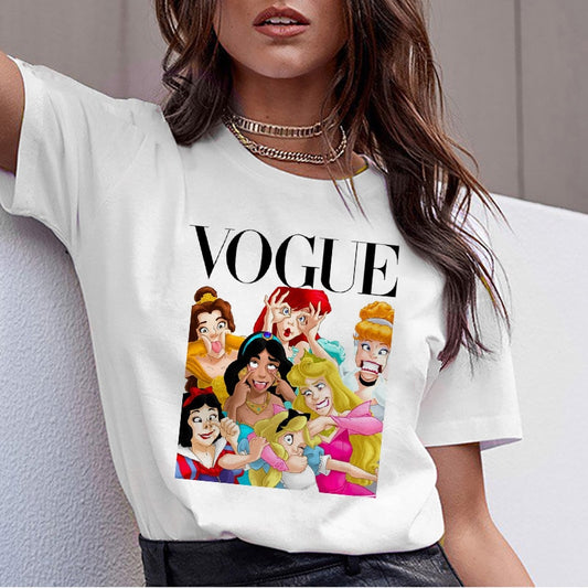 Women 2019 Summer Graphic Tee Shirt Femme Funny Princess Vogue Harajuku T Shirt Korean Tops Kawaii Streetwear Camiseta Mujer