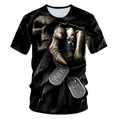 Skull Poker Funny Cool 3D t shirts Mens Motorcycle Punk 3D Printed T shirt Men Clothes tshirt Summer Top Homme Hipster Pop Shirt