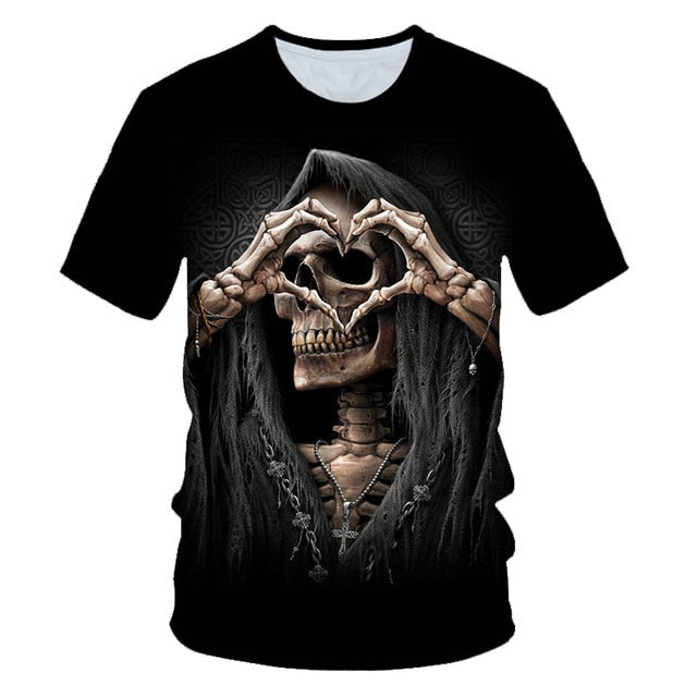 Skull Poker Funny Cool 3D t shirts Mens Motorcycle Punk 3D Printed T shirt Men Clothes tshirt Summer Top Homme Hipster Pop Shirt