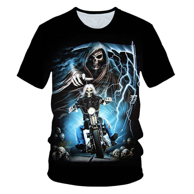Skull Poker Funny Cool 3D t shirts Mens Motorcycle Punk 3D Printed T shirt Men Clothes tshirt Summer Top Homme Hipster Pop Shirt