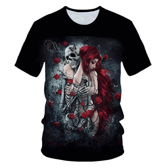 Skull Poker Funny Cool 3D t shirts Mens Motorcycle Punk 3D Printed T shirt Men Clothes tshirt Summer Top Homme Hipster Pop Shirt