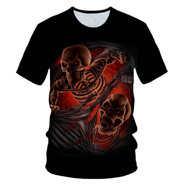 Skull Poker Funny Cool 3D t shirts Mens Motorcycle Punk 3D Printed T shirt Men Clothes tshirt Summer Top Homme Hipster Pop Shirt