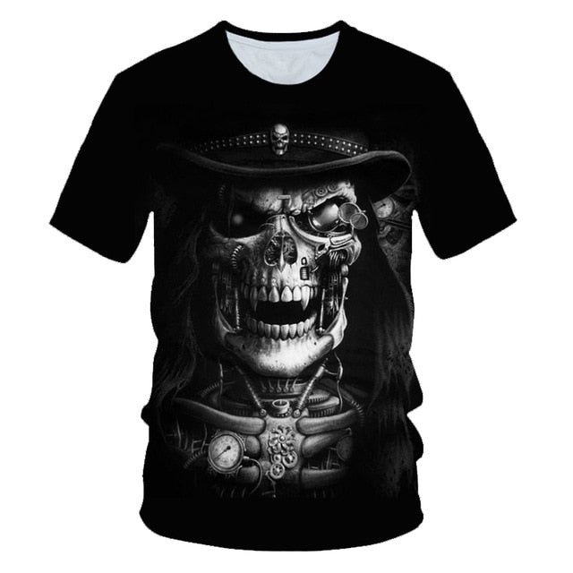 Skull Poker Funny Cool 3D t shirts Mens Motorcycle Punk 3D Printed T shirt Men Clothes tshirt Summer Top Homme Hipster Pop Shirt