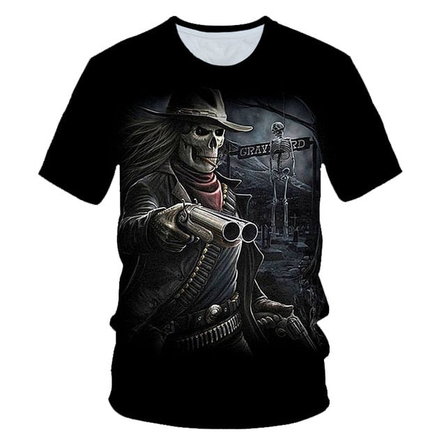 Skull Poker Funny Cool 3D t shirts Mens Motorcycle Punk 3D Printed T shirt Men Clothes tshirt Summer Top Homme Hipster Pop Shirt