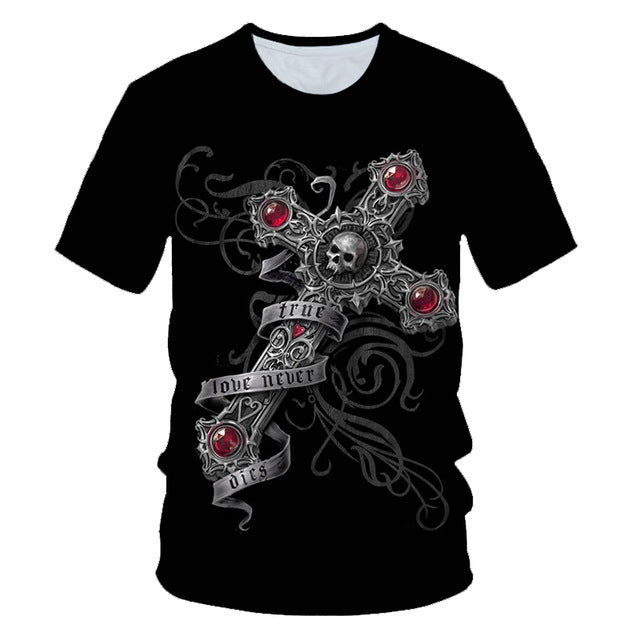 Skull Poker Funny Cool 3D t shirts Mens Motorcycle Punk 3D Printed T shirt Men Clothes tshirt Summer Top Homme Hipster Pop Shirt