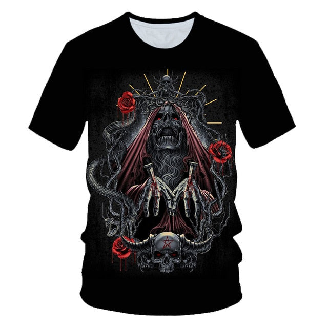 Skull Poker Funny Cool 3D t shirts Mens Motorcycle Punk 3D Printed T shirt Men Clothes tshirt Summer Top Homme Hipster Pop Shirt