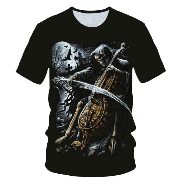 Skull Poker Funny Cool 3D t shirts Mens Motorcycle Punk 3D Printed T shirt Men Clothes tshirt Summer Top Homme Hipster Pop Shirt