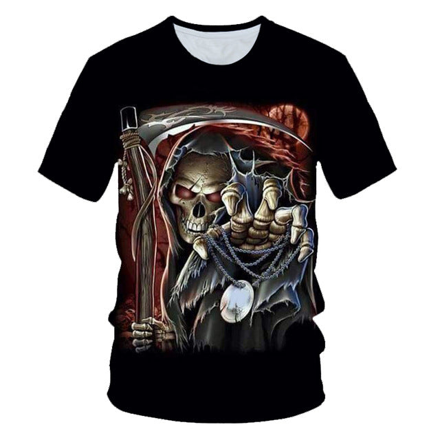 Skull Poker Funny Cool 3D t shirts Mens Motorcycle Punk 3D Printed T shirt Men Clothes tshirt Summer Top Homme Hipster Pop Shirt
