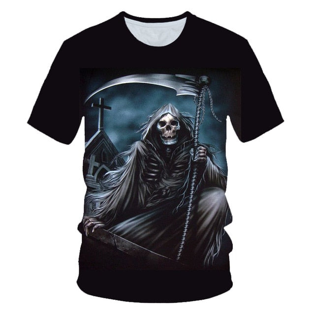 Skull Poker Funny Cool 3D t shirts Mens Motorcycle Punk 3D Printed T shirt Men Clothes tshirt Summer Top Homme Hipster Pop Shirt