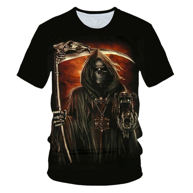 Skull Poker Funny Cool 3D t shirts Mens Motorcycle Punk 3D Printed T shirt Men Clothes tshirt Summer Top Homme Hipster Pop Shirt