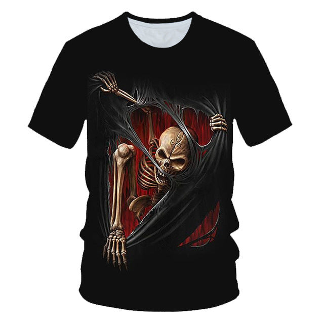 Skull Poker Funny Cool 3D t shirts Mens Motorcycle Punk 3D Printed T shirt Men Clothes tshirt Summer Top Homme Hipster Pop Shirt
