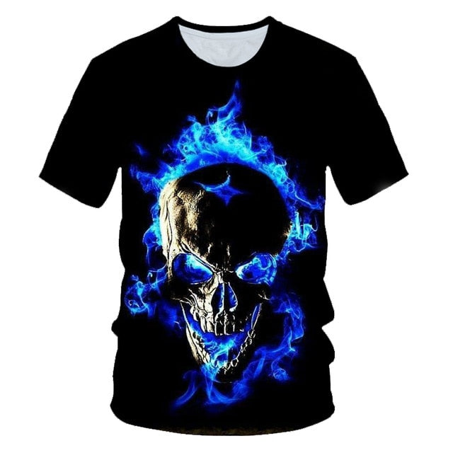 Skull Poker Funny Cool 3D t shirts Mens Motorcycle Punk 3D Printed T shirt Men Clothes tshirt Summer Top Homme Hipster Pop Shirt