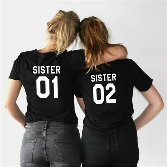 Women Fashion Summer Best Friends T shirt SISTER 01 SISTER 02 SISTER 03 Tee Shirt Short Sleeve sister outfit