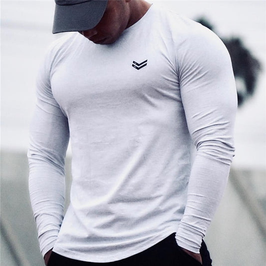 T-shirt homme 2019 automne nouveau t-shirt à manches longues col rond hommes marque vêtements mode fitness coton t-shirt hauts vêtements