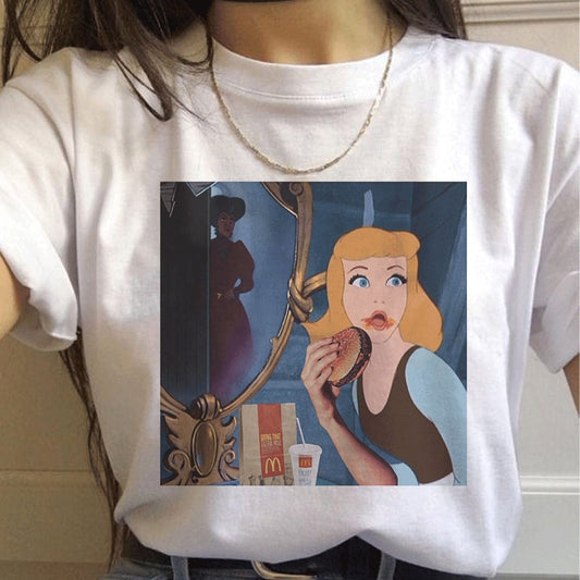Été 2019 Nouveau Dessin Animé Harajuku Princesse T-shirt O-cou Punk Esthétique T-shirt Imprimé Décontracté Manches Courtes Streetwear Femmes Top