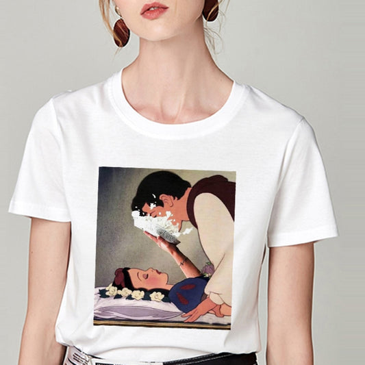 Summer Tshirt Snow White Fun Fashion Printed T-shirt Spoof Personality Harajuku Funny Casual Thin Section T Shirt Women Clothing