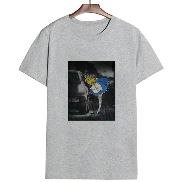 2019 New Arrivals Bad Gift Tattooed Princesses Printed T Shirts Women Casual Slim White Tee Short Sleeve Tops Fashion Streetwear