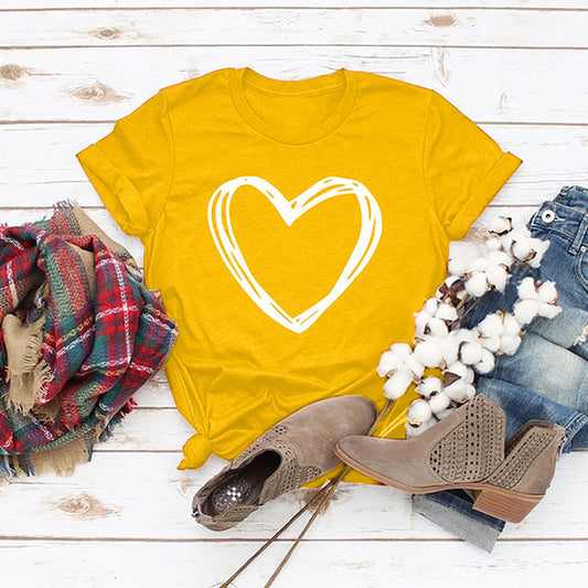 T-shirt d'été décontracté pour femme, haut imprimé, t-shirt à manches courtes et col rond