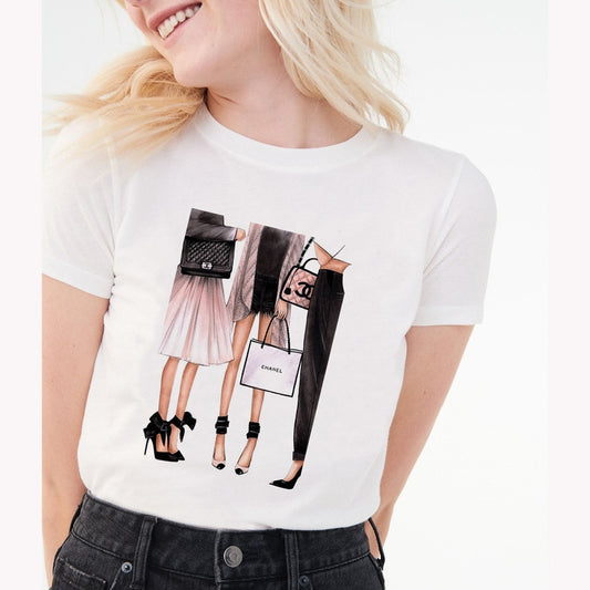 Women's clothing 100% cotton Streetwear Kawaii aesthetic t shirt graphic  shirts women 90s Korean gothic Tops Plus size S85
