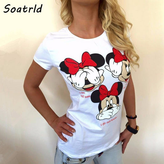 Womens Brand Clothing 2017 Summer T Shirt Women Casual Funny Mouse Tops Tees Short Sleeve O-neck Harajuku Female Ladies T-Shirt