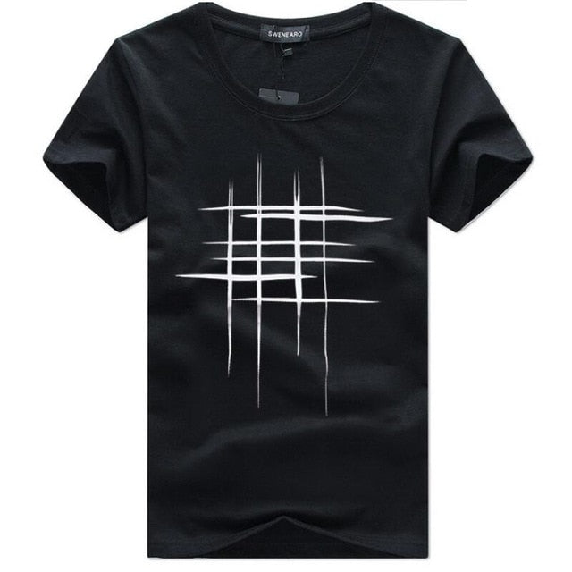 SWENEARO Men's T-Shirts Summer Short Sleeve t shirt men Simple creative design line cross Print cotton Brand shirts Men Top Tees