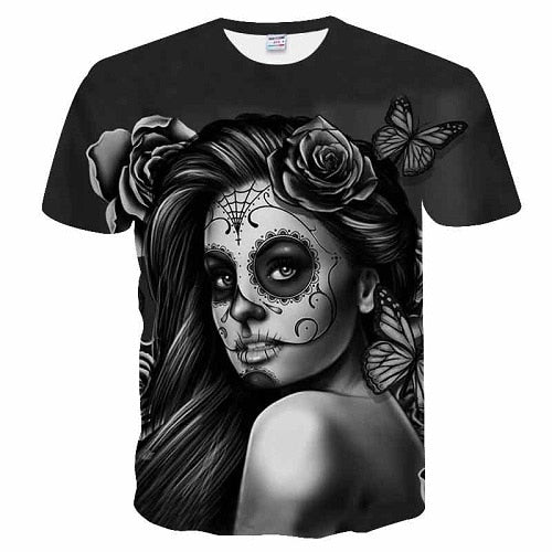2018 Skull&Flower 3D bird Printed t shirt Men Women tshirt Summer Funny Short Sleeve O-neck Streetwear Tops&Tees Drop Ship