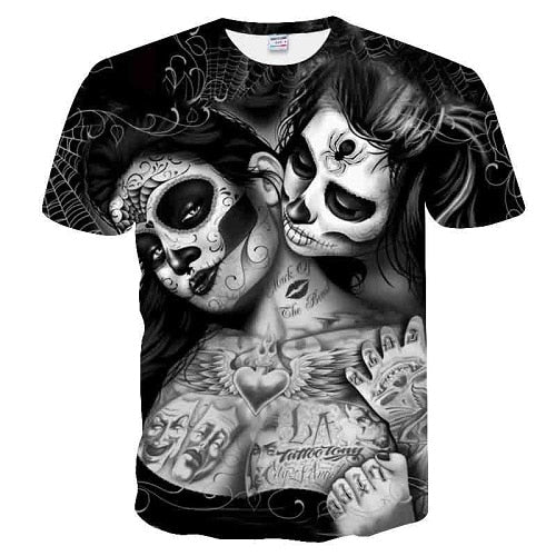 2018 Skull&Flower 3D bird Printed t shirt Men Women tshirt Summer Funny Short Sleeve O-neck Streetwear Tops&Tees Drop Ship