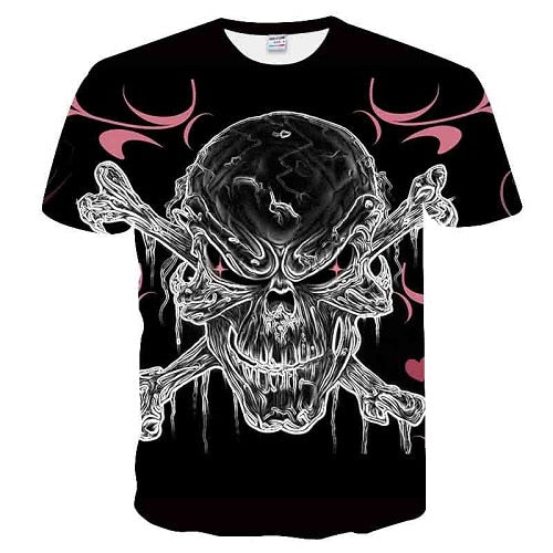 2018 Skull&Flower 3D bird Printed t shirt Men Women tshirt Summer Funny Short Sleeve O-neck Streetwear Tops&Tees Drop Ship