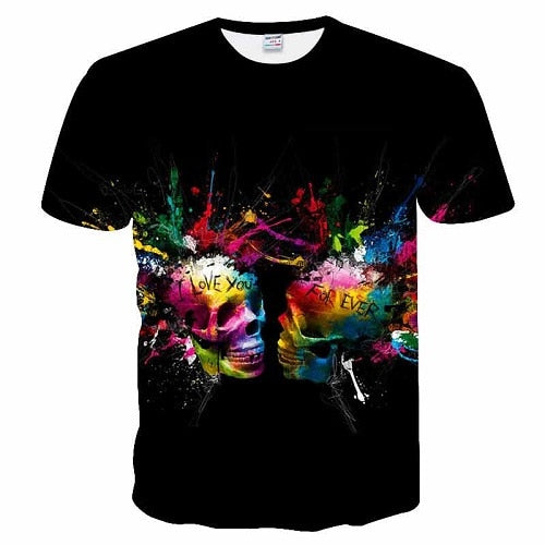 2018 Skull&Flower 3D bird Printed t shirt Men Women tshirt Summer Funny Short Sleeve O-neck Streetwear Tops&Tees Drop Ship